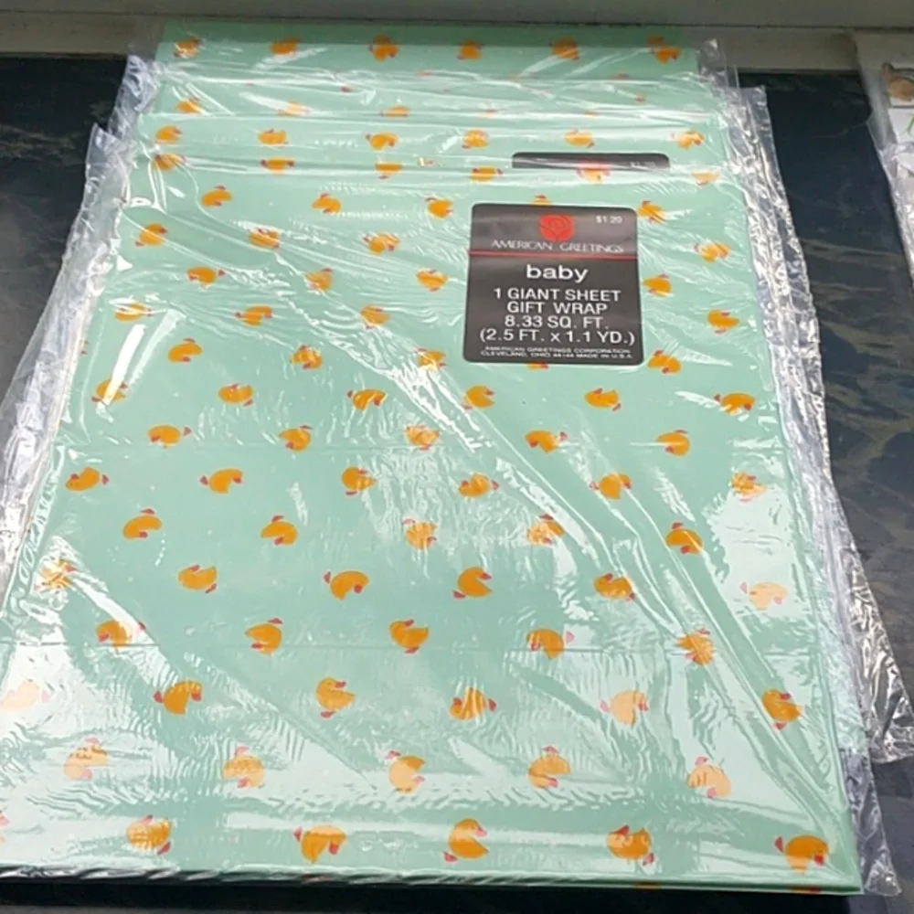 New in Plastic American Greetings Baby Shower Kids Gift Wrap 6 Packs